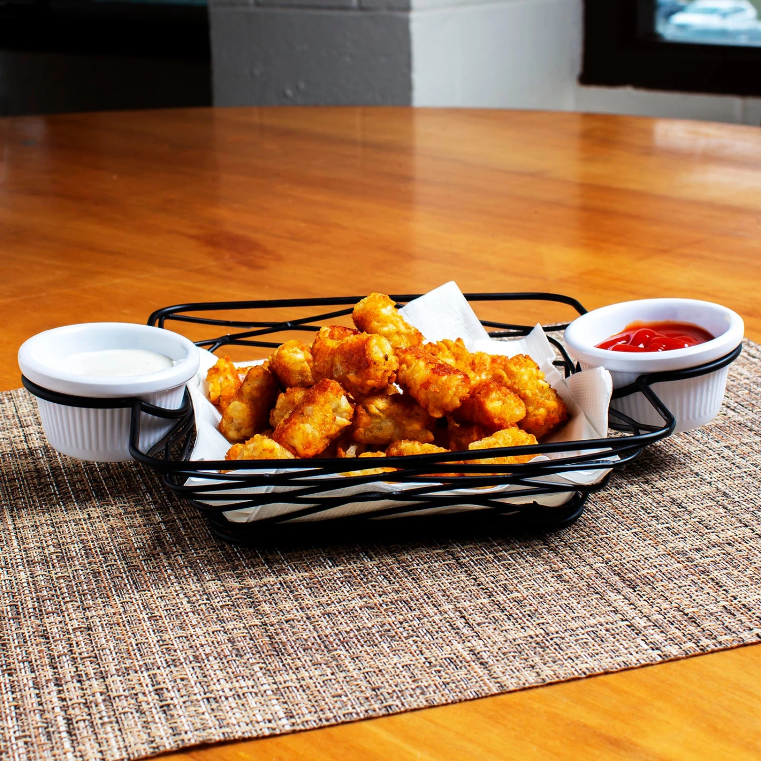 square-basket-scene1.jpg BarProducts.com Square Basket W/ Integrated Ramekin Holders SPECIAL COLLECTIONS