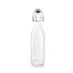 BarProducts.com Square Glass Bottle W/ Swing Top - Available In 1 Liter Or 17 Ounce