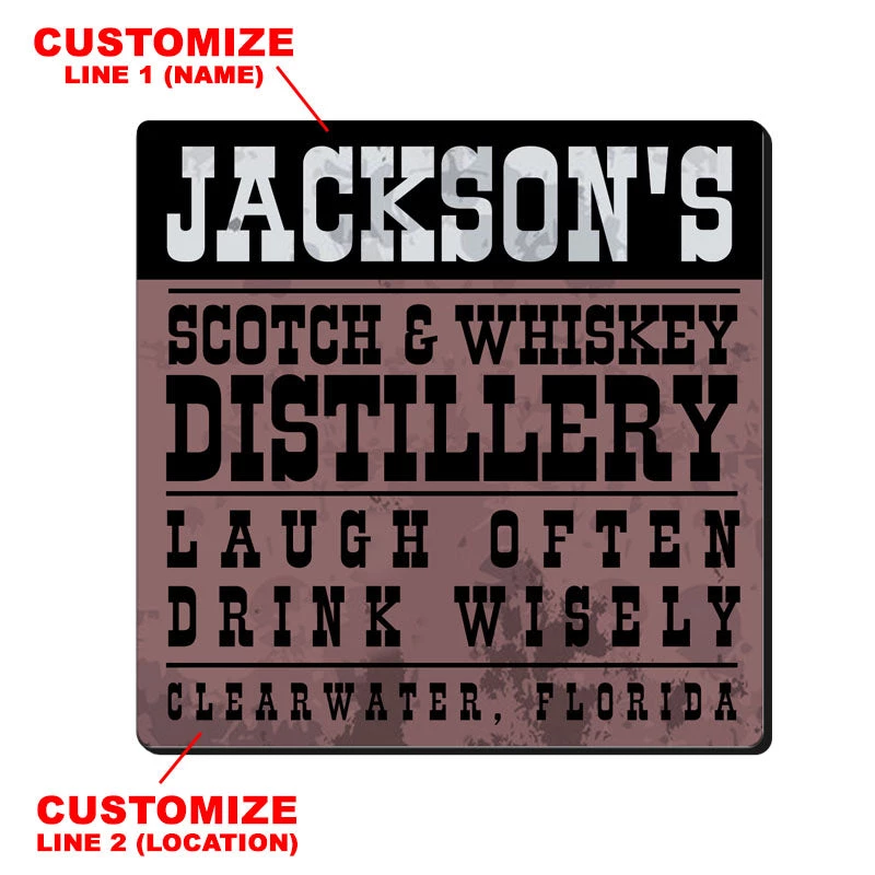 square-foam-coaster-distillery-web2.jpg BarProducts.com CUSTOMIZABLE Coaster - 3.5in Square Foam - Distillery Design