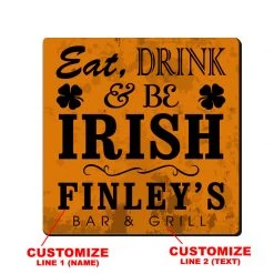 BarProducts.com BAR SUPPLIES CUSTOMIZABLE Coaster - 3.5in Square Foam - Irish Design