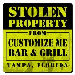 BarProducts.com CUSTOMIZABLE Coaster - 3.5in Square Foam - Stolen Property Design BAR SUPPLIES