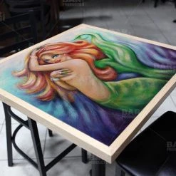 BarProducts.com Featured Artists Redhead Mermaid Square Wooden Table Top - Two Sizes Available