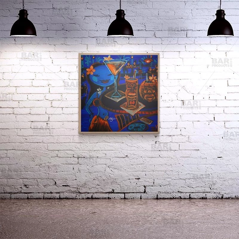 square-table-top-with-featured-artist-cbjork-blue-tiki-bar-bpc-2.jpg BarProducts.com Blue Tiki Bar Square Wooden Table Top - Two Sizes Available