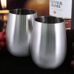 BarProducts.com Stemless Wine Glass - Stainless Steel - 18 Ounce BAR SUPPLIES