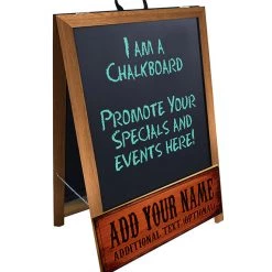 BarProducts Handcrafted "ADD YOUR NAME" A-Frame Sidewalk Chalkboard Sign – Double Sided - Wood Finish Options - Design 2