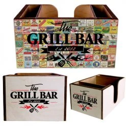 BarProducts.com Customizable Wooden Bar Caddy W/ Walnut Stained Interior