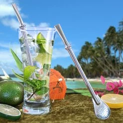 BarProducts.com Stainless Steel Cocktail Straw W / Filter 6.5 Inches