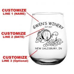 BarProducts.com CUSTOMIZABLE - Stemless Wine Glass - 17 Ounce - Wine Barrel BAR SUPPLIES