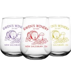BarProducts.com CUSTOMIZABLE - Stemless Wine Glass - 17 Ounce - Wine Barrel BAR SUPPLIES