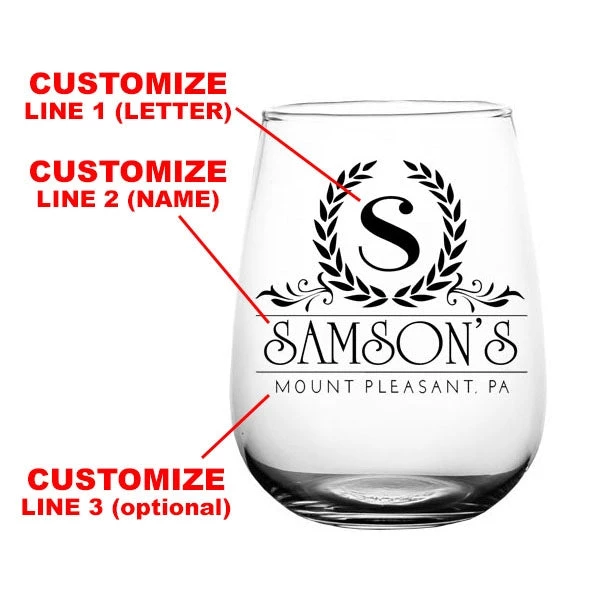 stemless-wine-glass-crest2-web-2.jpg BarProducts.com CUSTOMIZABLE - Stemless Wine Glass - 17 Ounce - Crest Design 2 BAR SUPPLIES