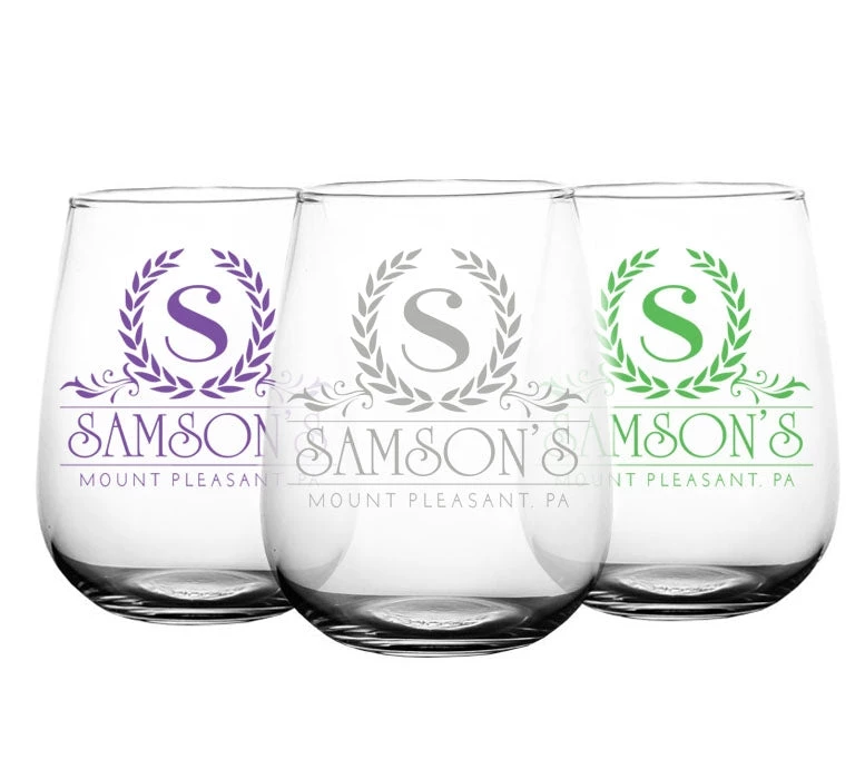 stemless-wine-glass-crest2-web-3.jpg BarProducts.com CUSTOMIZABLE - Stemless Wine Glass - 17 Ounce - Crest Design 2 BAR SUPPLIES