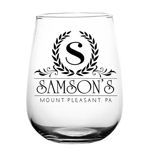 stemless-wine-glass-crest2-web.jpg BarProducts.com CUSTOMIZABLE - Stemless Wine Glass - 17 Ounce - Crest Design 2 BAR SUPPLIES