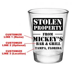 BarProducts.com CUSTOMIZABLE - 1.75oz Clear Shot Glass - Stolen Property