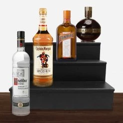 BarProducts.com Wooden Liquor Shelves - 3 Tier - BLACK