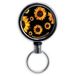 BarProducts.com Kolorcoat™ Mini Opener With Retractable Reel - Sunflowers Bartending Bottle Openers