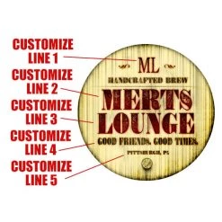 BarProducts Handcrafted Custom Table Top – Wood Barrel Theme – Design 1002