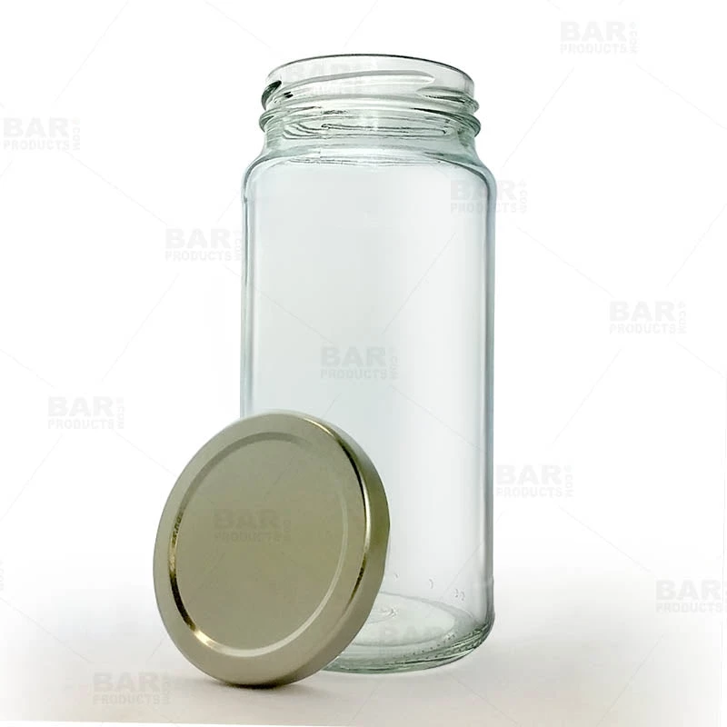 tall-craft-bartending-jar-16oz-bpc-2.jpg BarProducts.com Craft Bottles And Jars Tall Craft Bartending Jar W/ Gold Lid - Clear 16 Oz