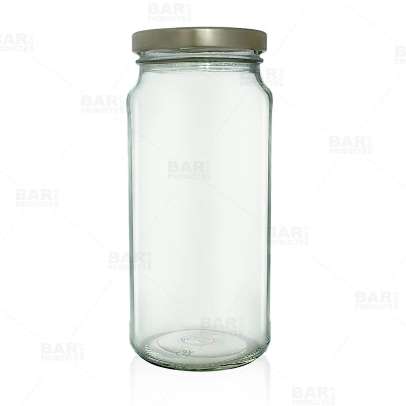 tall-craft-bartending-jar-16oz-bpc-800.jpg BarProducts.com Craft Bottles And Jars Tall Craft Bartending Jar W/ Gold Lid - Clear 16 Oz