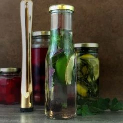 BarProducts.com Tall Hexagon Craft Bartending Jar W/ Gold Lid - Clear 8.5 Oz / 250ml