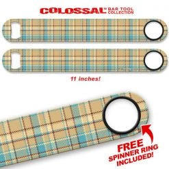 BarProducts.com Bartending Bottle Openers Kolorcoat™ 11" Long COLOSSAL™ Speed Bottle Opener – Tan / Blue Plaid