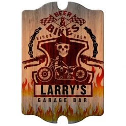 BarProducts Handcrafted Custom Tavern Shaped Wood Bar Sign - Biker Woodshop Made In The USA