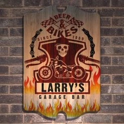 BarProducts Handcrafted Custom Tavern Shaped Wood Bar Sign - Biker Woodshop Made In The USA 4 BarProducts Handcrafted Custom Tavern Shaped Wood Bar Sign - Biker Woodshop Made In The USA