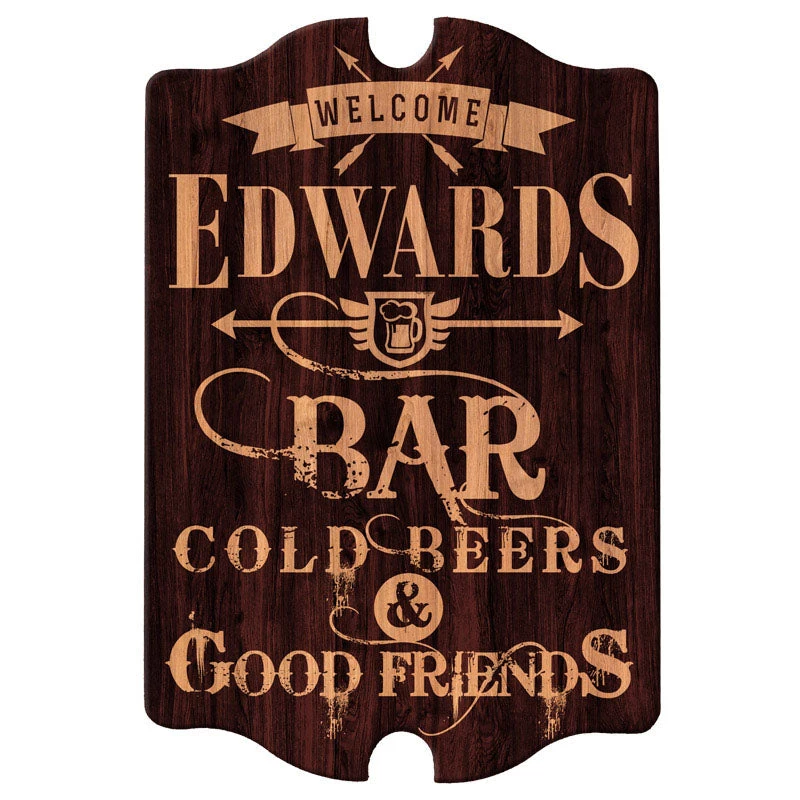 tavern-sign-add-you-name-welcome-bar-web-800.jpg BarProducts Handcrafted Custom Tavern Shaped Wood Bar Sign - Bar Welcome
