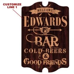 BarProducts Handcrafted Custom Tavern Shaped Wood Bar Sign - Bar Welcome