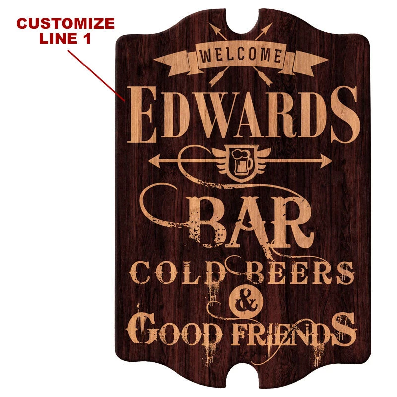 tavern-sign-add-you-name-welcome-bar-web2.jpg BarProducts Handcrafted Custom Tavern Shaped Wood Bar Sign - Bar Welcome