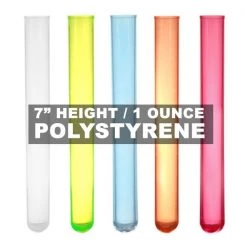 BarProducts.com Long SHOTZ® 7" Test Tube Shooters, Smooth Polystyrene (100 Pack)