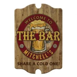 BarProducts.com BAR DECOR Custom Tavern Shaped Wooden Bar Sign - The Bar