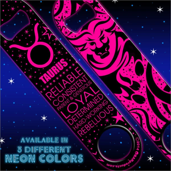 tuarus-neon-speed-opener-pink1_bd676820-0e22-4c01-8490-f2f5e9053d38.jpg BarProducts.com Kolorcoat™ NEON Zodiac Speed Bottle Opener - TAURUS
