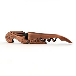 BarProducts.com BAR TOOLS Corkscrew - Copper Plated Double Lever W/ Embellished Etching