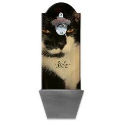 BarProducts.com Wall Mounted Bottle Openers UPLOAD YOUR PHOTO - Wall Mounted Wooden Bottle Opener W/ Cap Catcher - 15.5" X 5.5"