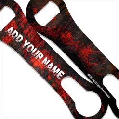 BarProducts.com "ADD YOUR NAME" V-ROD® Bottle Opener – Grunge Metal – Several Color Options