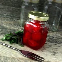 BarProducts.com Victorian Square Craft Bartending Jar W/ Gold Lid - 3.75 Oz / 110ml Craft Bottles And Jars