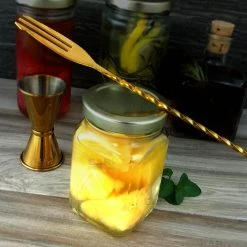 BarProducts.com Victorian Square Craft Bartending Jar W/ Gold Lid - 6 Oz / 190ml