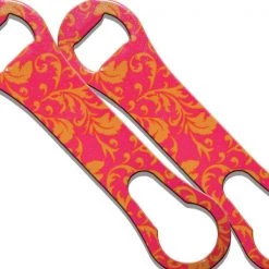 BarProducts.com Bartending Bottle Openers Floral Pink/Orange Glitter V-Rod® Bottle Opener