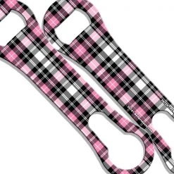 BarProducts.com V-Rod® Bottle Opener - Plaid - Pink / Black / White