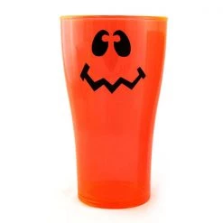 BarProducts.com Wacky Jack O'Lantern Polycarbonate Cup - Neon Orange - 2 Sizes Available