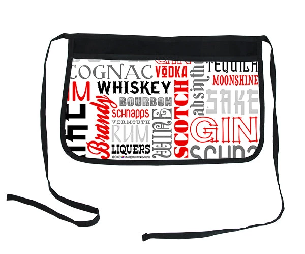 waitress-apron-liquor-names-white.jpg BarProducts.com KITCHEN, DINING & SERVICE "Liquor Names" Two-Pocket Kolorcoat™ Server Apron