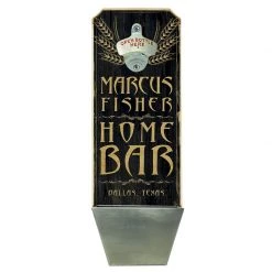 BarProducts.com CUSTOMIZABLE Wall Mounted Wood Plaque Bottle Opener & Cap Catcher - Home Bar Bartending Bottle Openers