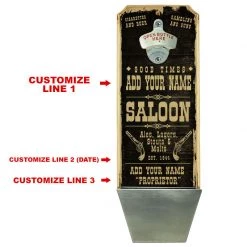 BarProducts.com CUSTOMIZABLE Wall Mounted Wood Plaque Bottle Opener & Cap Catcher - Vintage Saloon