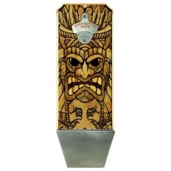 BarProducts.com Wall Mount Bottle Opener With Cap Catcher- Tiki Man Wall Mounted Bottle Openers