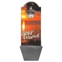 BarProducts.com Bartending Bottle Openers Orange Sunset Custom Wooden Bottle Opener With Cap Catcher