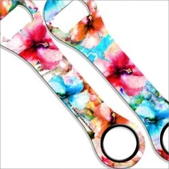 BarProducts.com Kolorcoat™ Dog Bone Bottle Opener - Watercolor Hibiscus Bartending Bottle Openers