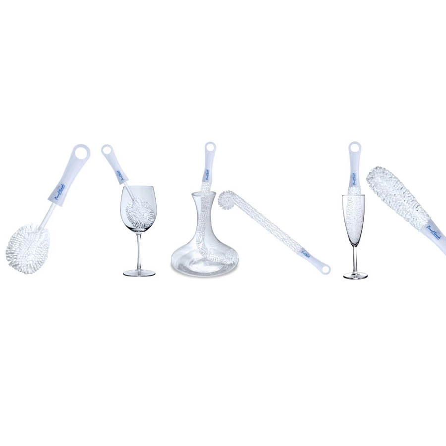 wbr3_glass1.jpg BarProducts.com BAR SUPPLIES Final Touch® 3 Piece Wine Glass And Decanter Brush Set