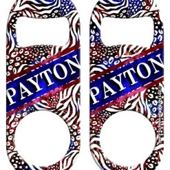 BarProducts.com CUSTOMIZABLE Mini Bottle Opener With Retractable Reel - Patriotic Cheetah
