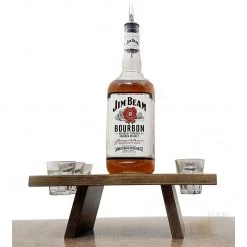 BarProducts Handcrafted Whiskey Caddy - Stained Wood W/ 6 Slots