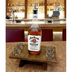 BarProducts Handcrafted Whiskey Caddy - Stained Wood W/ 6 Slots